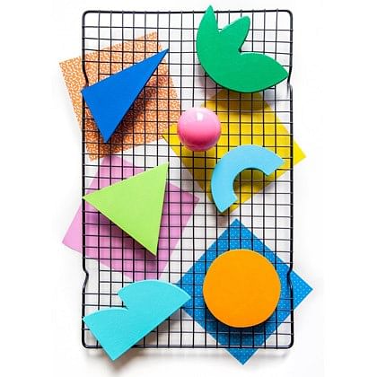 arrangement of various colours and shapes