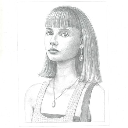 pencil drawing of young woman