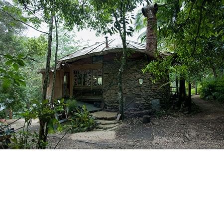 stone house amongst trees