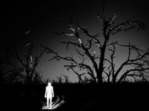 person standing against a dark sky