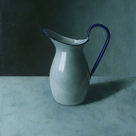 enamel jug on table