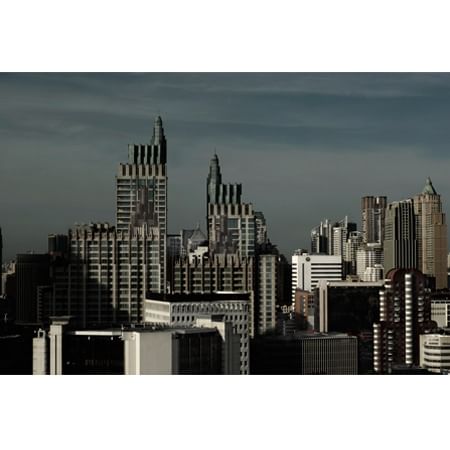 city skyline and stormy sky 