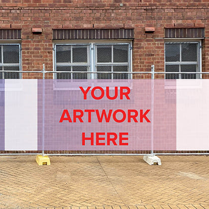 fence with 'your artwork here' signage