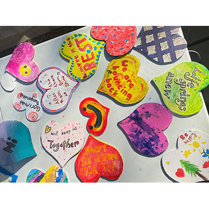 collection of painted hearts