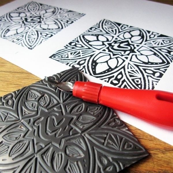 stencil tile with print