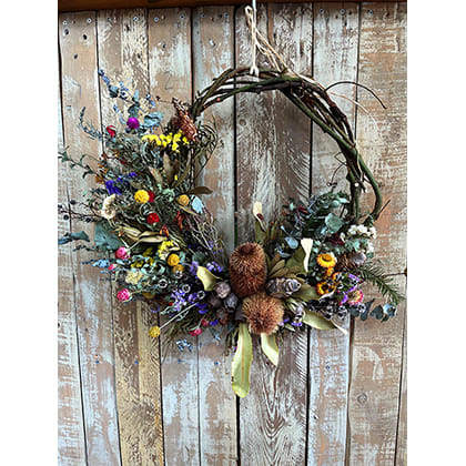 wreath made with native flowers