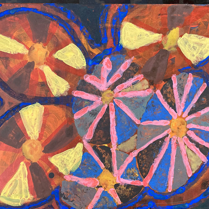 colourful painting with patterns in circular forms