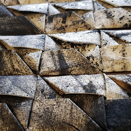 abstract patterns created by charcoal and Melaleuca tanins on paper