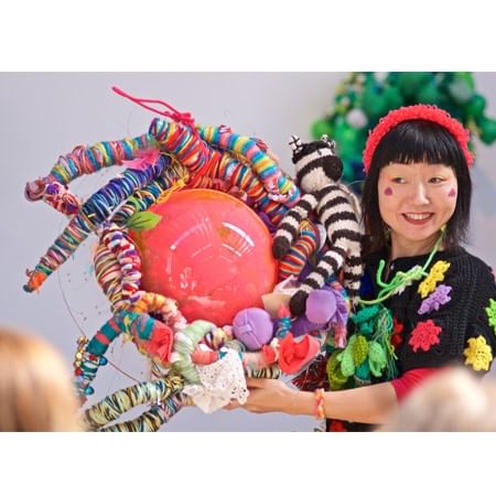 Hiromi Tango with textile sculpture