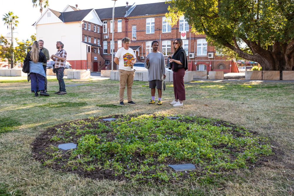 people around a newly made garden