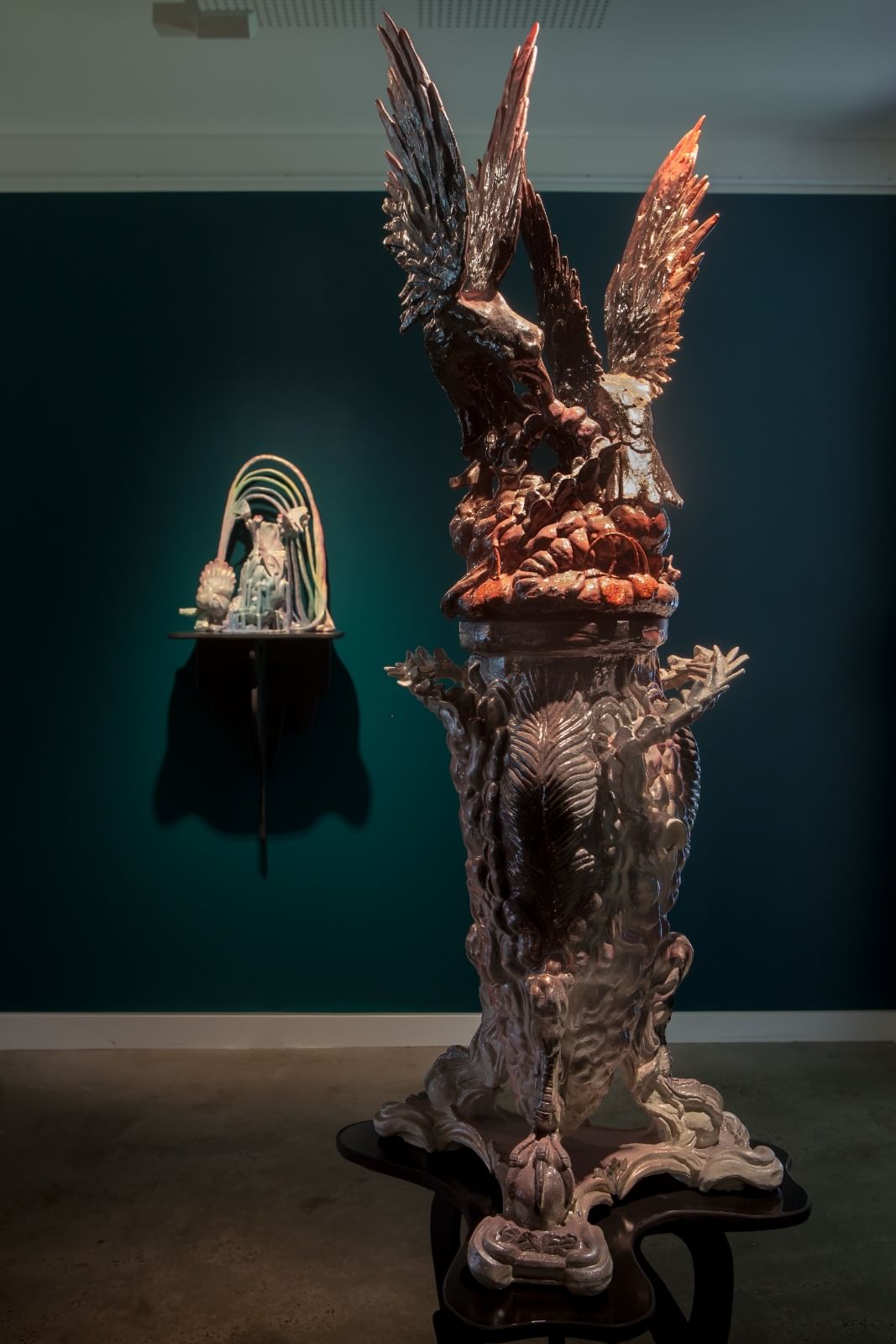 sculpture with flying creatures 