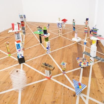 collection of sculptures made with found objects 