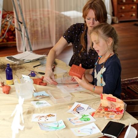 Michelle Dawson & Lucy Murray creating artwork