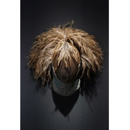 head shape object covered in blond/brown  unbrushed hair