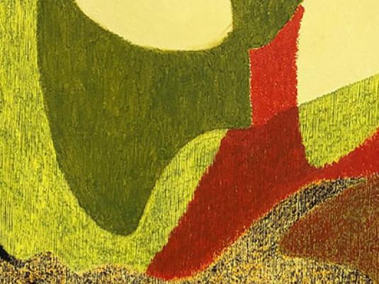 Abstract detail from colourful painting.