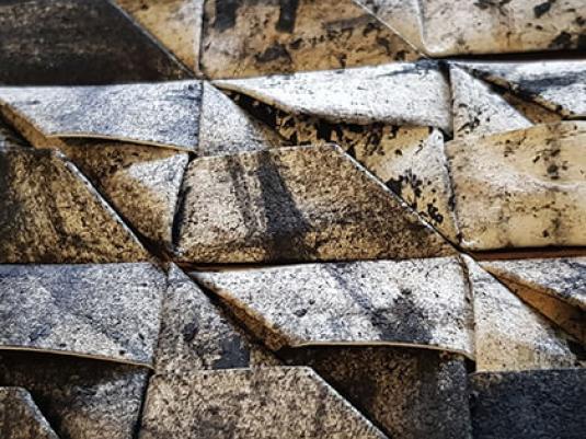 abstract patterns created by charcoal and Melaleuca tanins on paper