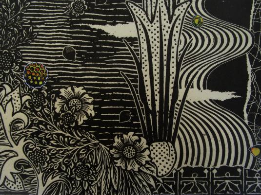 linocut image of plants