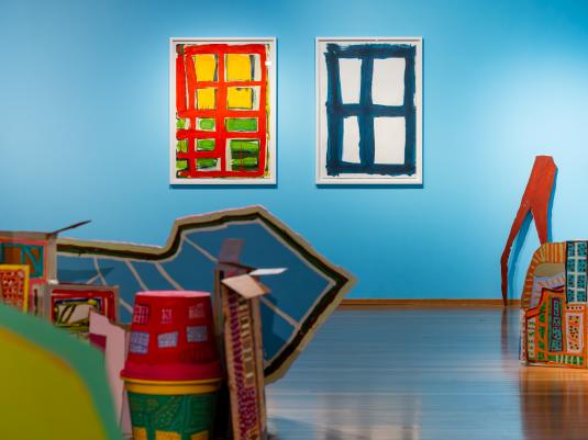 Damian Showyin, Suede blue (installation view), Mosman Art Gallery. Photo by Jacquie Manning