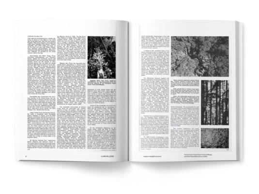A book spread with images and text in black and white