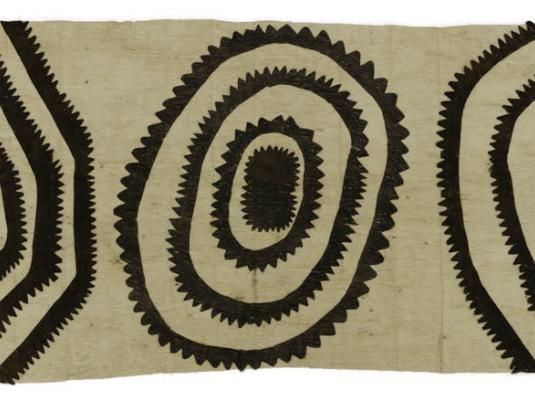 black design on tapa cloth