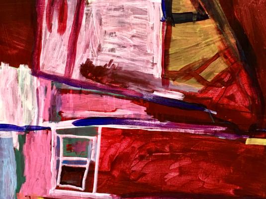 abstract painting of houses