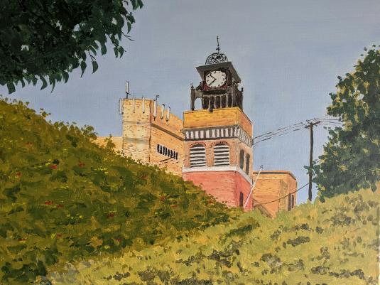 painting of Lismore post office clock tower