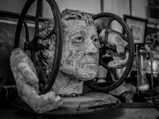 self portrait sculpture made from found objects