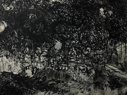 mixed media image oj tree in landscape