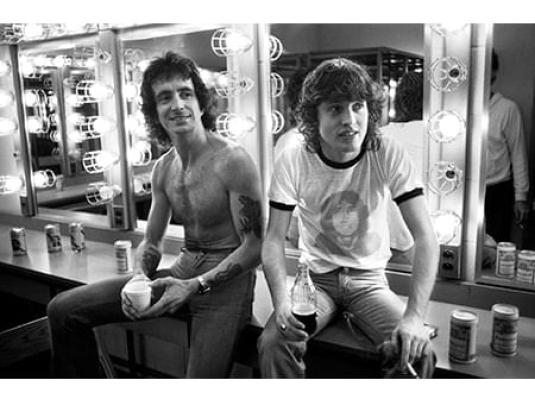 photo of Bon Scott and Angus Young