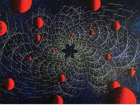 planets and stars with string art