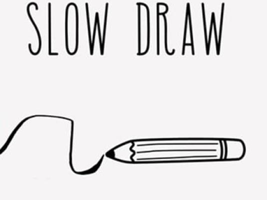 Slow Draw text with image of a drawn line and pencil