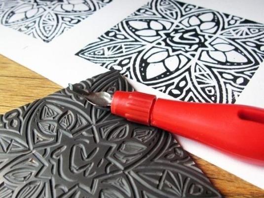 stencil tile with print